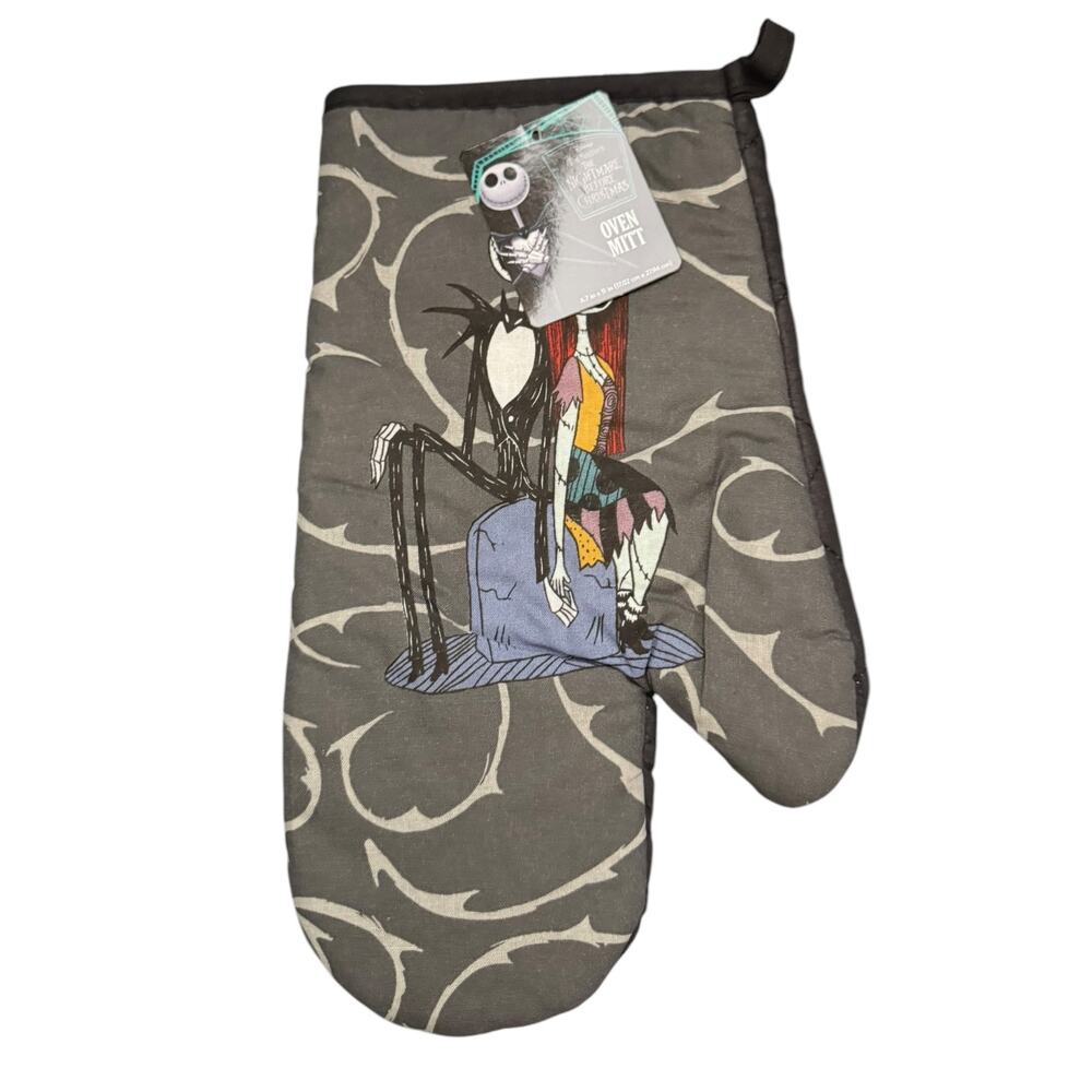 Nightmare Before Christmas Jack & Sally Black and Gray Cotton Oven Mitt